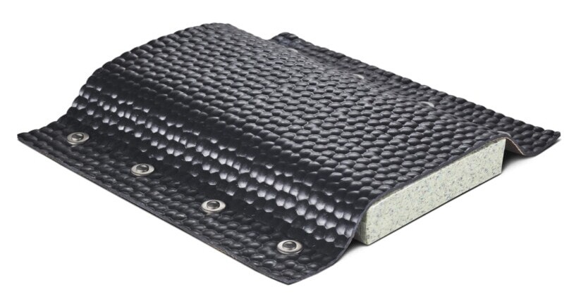 Weichbett HT 4GS. Befestigung, Gummimatte und Verbundschaumstoff sind sichtbar.