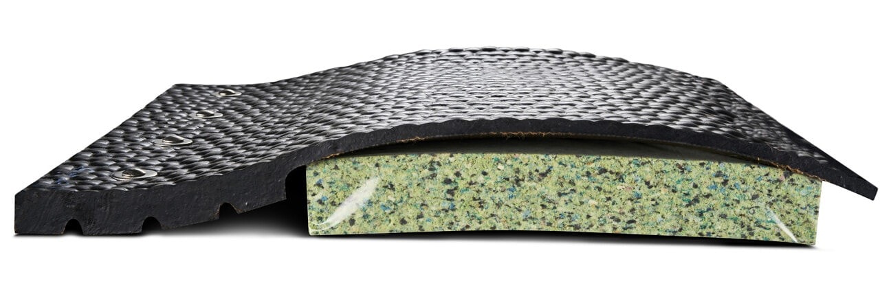 Weichbett HT 8GS_WINGS_Weichbett HT 4GS WINGS. Befestigung, Gummimatte und Verbundschaumstoff sind sichtbar.